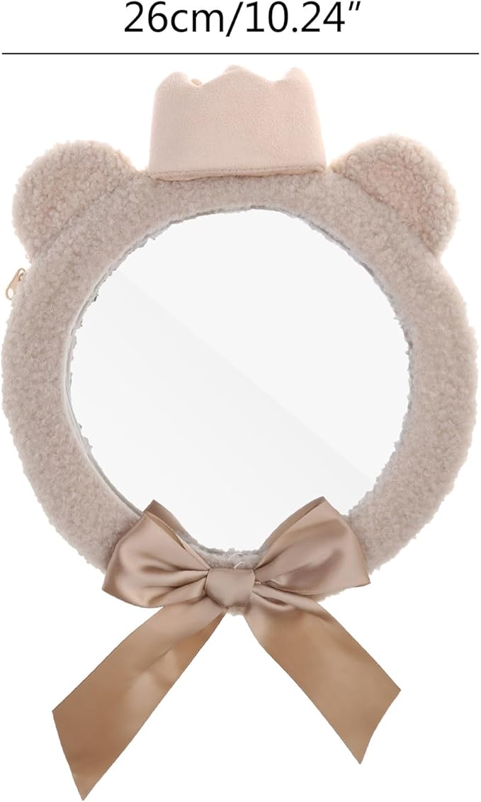 Cute Bear Crown Baby Observation Mirror Safe Seats Rearview Mirror for Parents, Multi functional and Portable Mirror, Pink