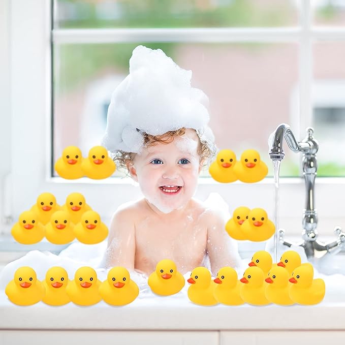 Rubber Duck Bath Toys , 50Pack Mini Rubber Ducks Bulk Float Duck Baby Bath Toy, Shower Birthday Party Favors Gift Classroom Summer Beach Pool Party Games