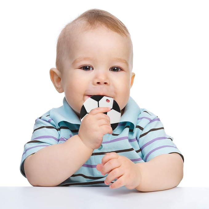 Baby Sport Silicone Teether,Sensory Chew Toys,BPA Free Soft and Effective Infant Teething Pain Relief Toys,Freezer Safe,Food Grade Silicone,Best Shower Gift for Boys and Girls (Soccer Ball)