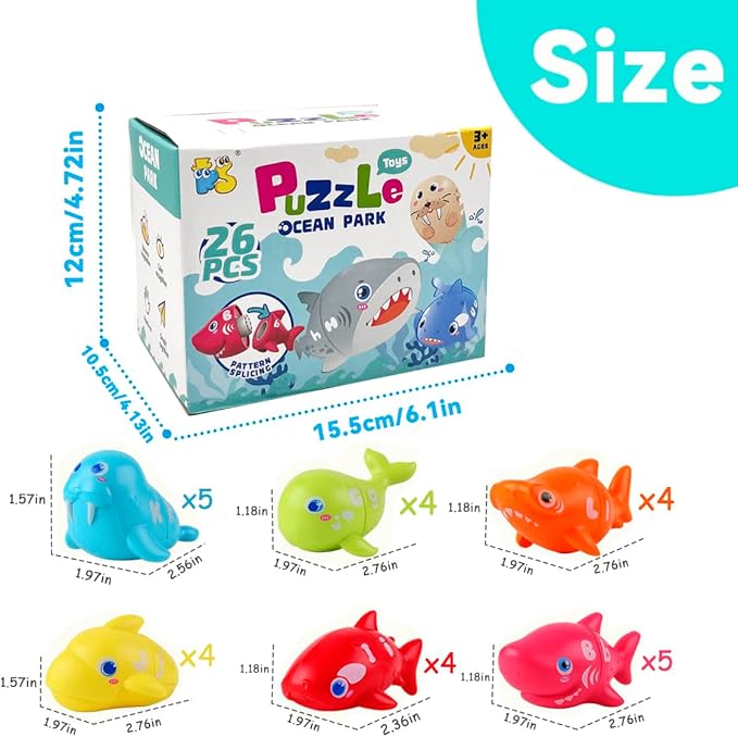 Alphabet Learning Toys, Sea Animals Color Matching Letter Game for Toddlers,Montessori Fine Motor Skills Preschool Learning Toys for 2 3 4 Years Old (26Pcs Ocean Animals)
