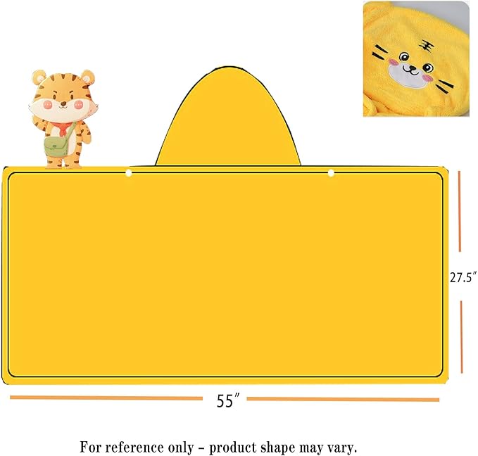Toddler Baby Bath Towel with Hood 27.5"X55" Ultra Absorbent Soft Cozy Comfort Bathrobe Blanket, 0-6 Years Infant Shower Towel for Girls & Boys(Sunset Yellow)