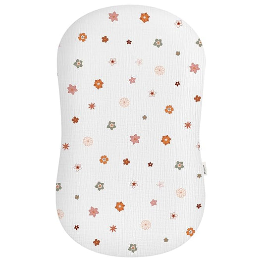 Muslin Baby Lounger Cover, Soft Breathable Newborn Lounger Pillow Cover for Boys Girls Infant (Flower-B)