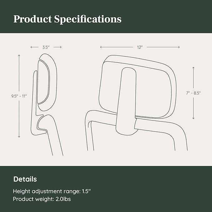 Branch Adjustable Chair Headrest Attachment - Only Compatible with The Verve Chair - Experience Optimal Comfort and Support - Coral