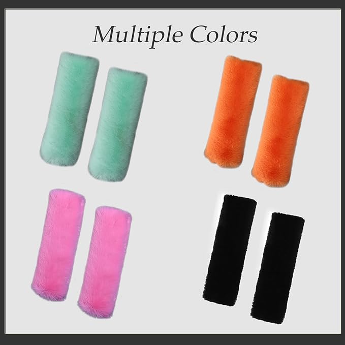 JXJKMMN 4-Pack Soft Plush Seatbelt Covers for Kids,Carseat Shoulder Padding Car Stroller Strap Cover Driving Protection Strap Cover Seat Belt Cushions Pads for Boys Girls (Black)