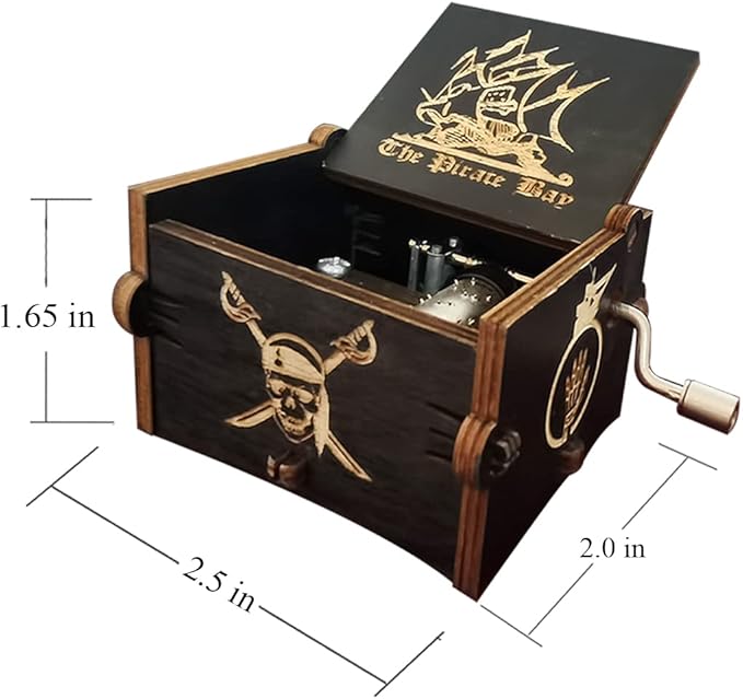 Caribbeann music box, Wooden Hand Crank Music Box, Wooden Toys for Movie Fans, Gifts for Kids/Sons/Daughters, Perfect for Valentine's Day, Birthday, Halloween and Christmas. (Caribbeann song)