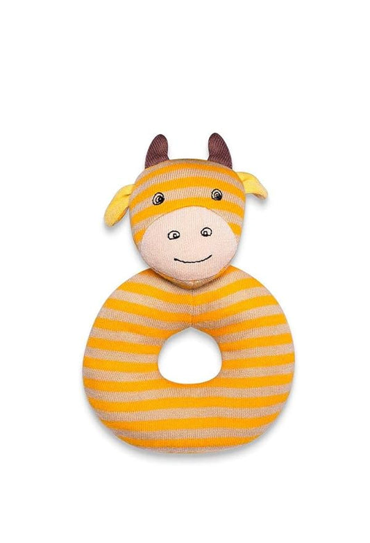 Organic Farm Buddies Apple Park George Giraffe Teething Rattle, Baby Toy for Infants - Hypoallergenic, 100% Organic Cotton