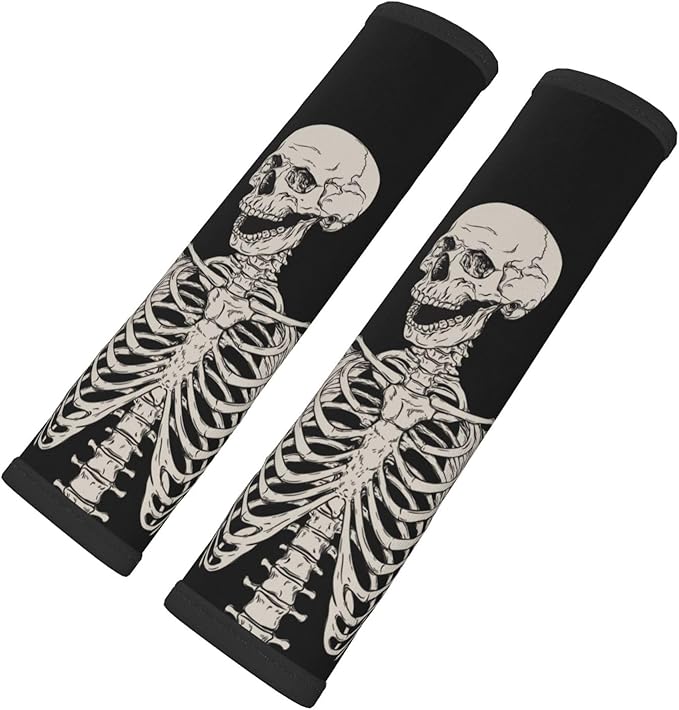 Skeleton Skull Seat Belt Cover Fits Cars Trucks SUV Sedans Air Permeability Car Seatbelt Strap Cover, Auto Interior Accessories Protector
