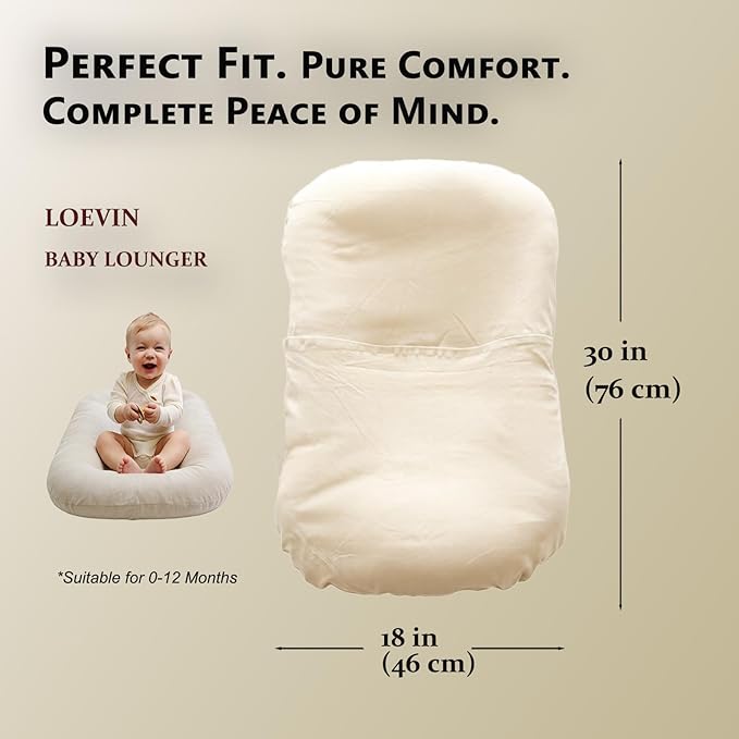 Baby Lounger Play Mat,Baby Lounger for Newborn Tummy Time for Babies in Flat Surface,0° Angle Newborn Loungers Babies Nest for Boys & Girls 0-12 Months(English Apricot)