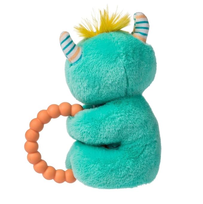 Mary Meyer Soft Baby Rattle with Soothing Teether Ring, 6-Inches, Mookie Monster