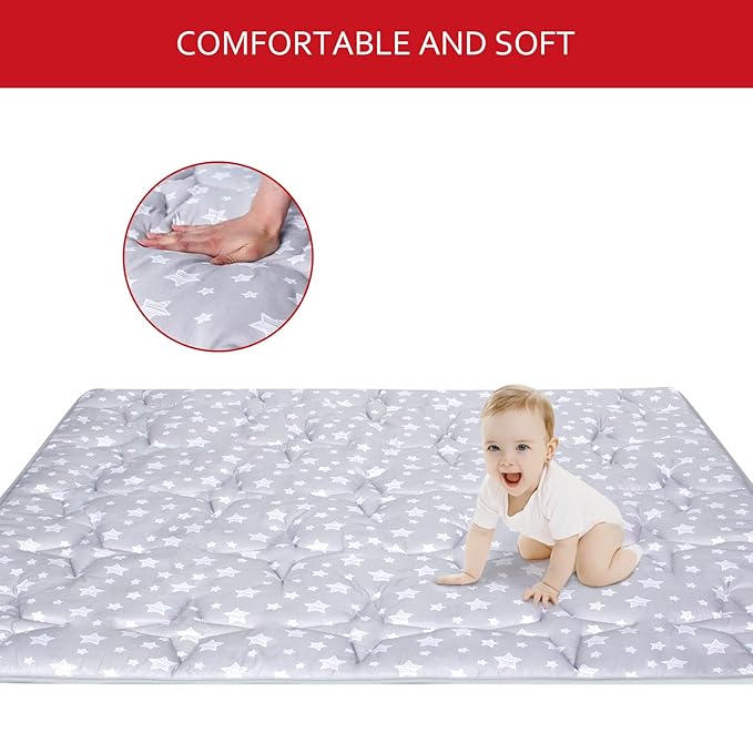 Baby Play Mat 50" X 50" Playpen Mat Fit for Hiaksedt and Orian Baby Playpen, One-Piece Crawling Mat Non Slip Padded Kids Playmat for Floor 50x50 Inches