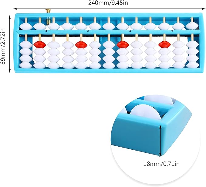 Larcele Bead Arithmetic Counting Abacus with Reset Button,13 Column SP-02 (Blue 1)