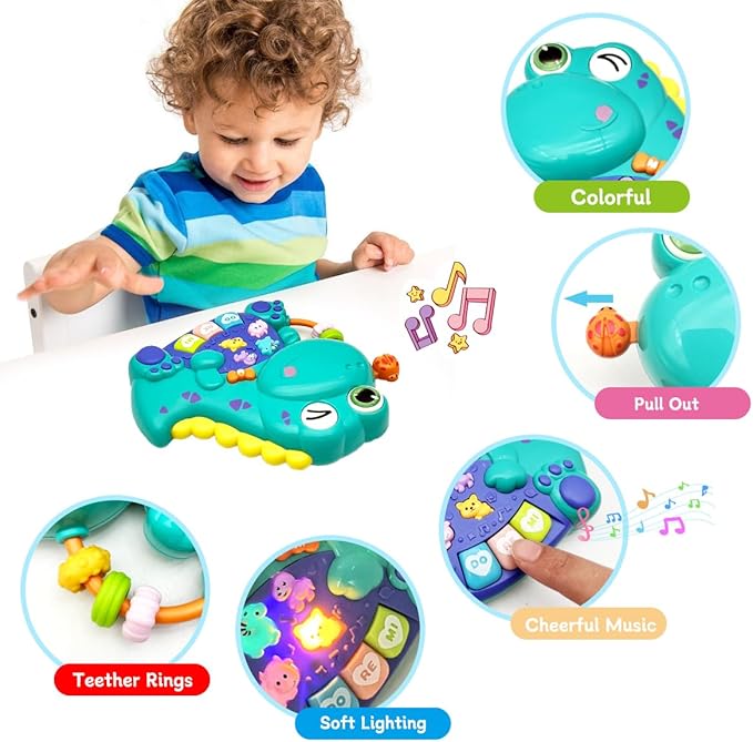 Baby Musical Toys for 1 Year Old Boys and Girls, Piano Keyboard Light Up Musical Toys for Toddlers 1-3 , Early Learning Educational Infant Toys Gifts for 12-18 Months (Dinosaur)