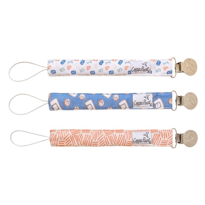 Copper Pearl Binky Clip Set 'Dunk' (Pack of 3)