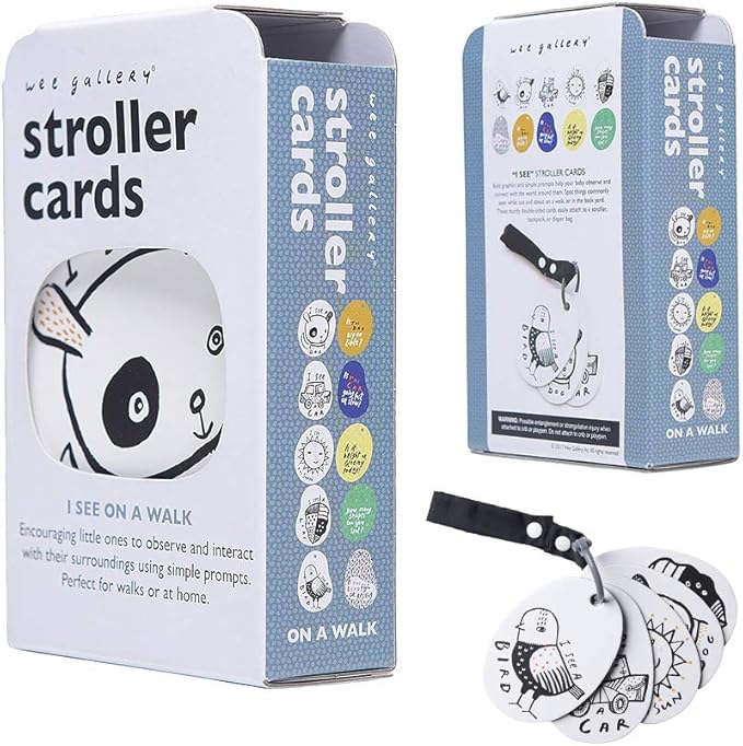 Wee Gallery Stroller Cards - I See On a Walk - Identification Travel Activity for Babies and Toddlers, with Snap on Strap for Walks, Car Seat, Bag, Stroller