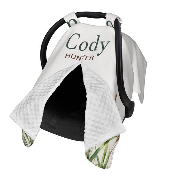 Personalized Baby Car Seat Canopy with Name – Wild Duck Theme, Custom Minky Nursing Cover for Boys & Girls, Soft Stroller Cover for Infants & Newborns, Carseat Canopy for Breastfeeding
