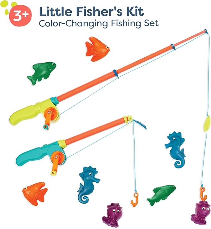 B. toys – Little Fisher's Kit Magnetic Fishing Playset – 2 Rods & 8 Color – Changing Sea Animals for Pool, Tub Play – Educational Toddler Toys for Hand – Eye Coordination – 3+ Years