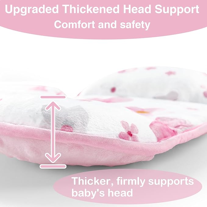 Hooyax Infant Car Seat Insert with Ultra-Thick Head Support - Universal 3-in-1 Baby Car Seat Cushion Set, Dual-Sided Newborn Carseat Insert for Carseat, Stroller, Bouncer, Swing(Bow)