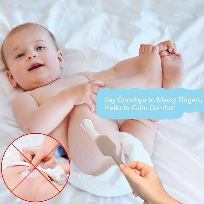 3-Pack Baby Diaper Cream Spatula - Baby Diaper Rash Cream Applicator for Butt Paste - Diaper Cream Brush for Newborn Essentials (grey, pink, green)