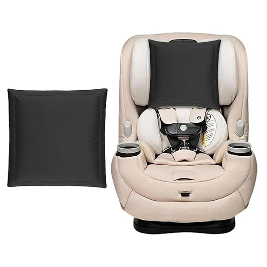 PROMEED 100% Mulberry Silk Baby Car Seat Headrest Cover, Natural Silk Carseat Head Cover for Bald Spots and Hair Knots, Soft & Breathable Head Rest Covers for Infant Carseat (Black)