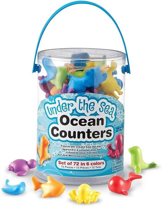 Learning Resources Under the Sea Ocean Counters - 72 Pieces, Ages 3+ Toddler Learning Toys, Counting Toys for Kids, Math Counters for Kids