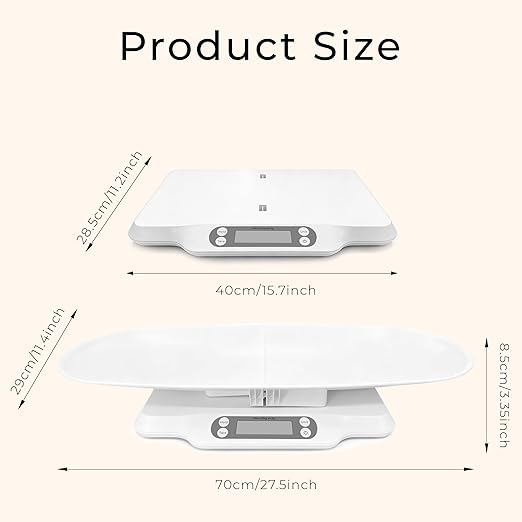 Baby Scale for Weighing, Multi-Function Infant & Pet Scale with Hold Function,Curved Removable Tray,Weight Tracking, Max 66 Lbs, Accurate Digital Scale for Newborns,Toddlers,Puppy,Cat, Auto Off