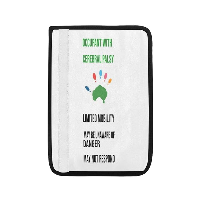Occupant with Cerebral Palsy Seat Belt Cover Medical Alert Medical Information Gift for Kid