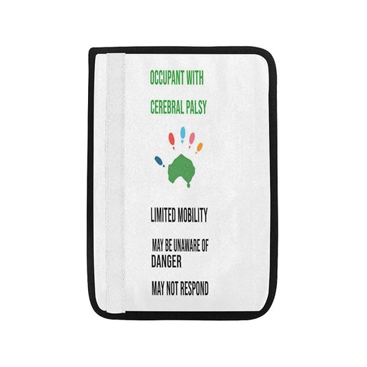 Occupant with Cerebral Palsy Seat Belt Cover Medical Alert Medical Information Gift for Kid