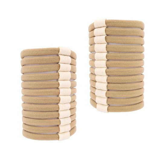 Pack of 24 Interchangeable Nylon Headbands for Newborn Toddler Baby Girls High Stretchy Add-A-Bow Elastic Head Bands (Skinny Nude 24 pcs)