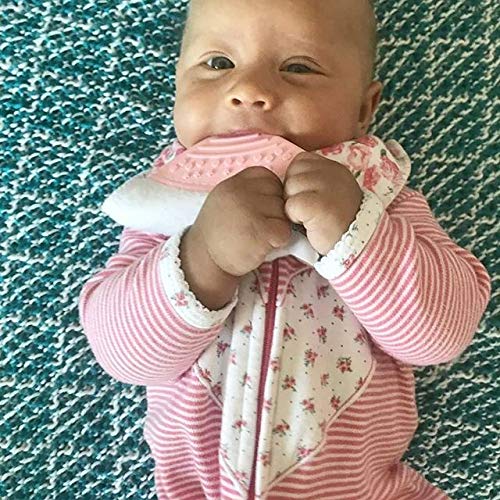 Pickle & Olive Baby Girl Bandana Teething Bibs - Attached Heart Teether - Set of 4 - Pink