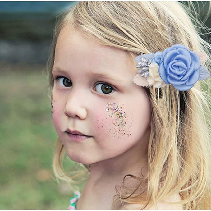 Flower Hair Clips Set-Cherrboll 3pcs Floral Hair Bow Accessories for Baby Girl Toddles Teen Gifts