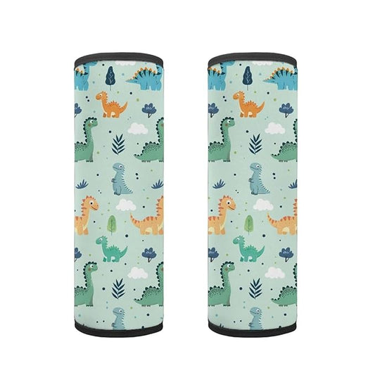 Biyejit Green Dinosaurs Car Seat Neck Cover, Car Seat Strap Cover, 2 Pack Seat Belt Cushions Pads, Shoulder Strap Protectors, Reversible Pram Harness Covers, Baby Neck Pad Protector