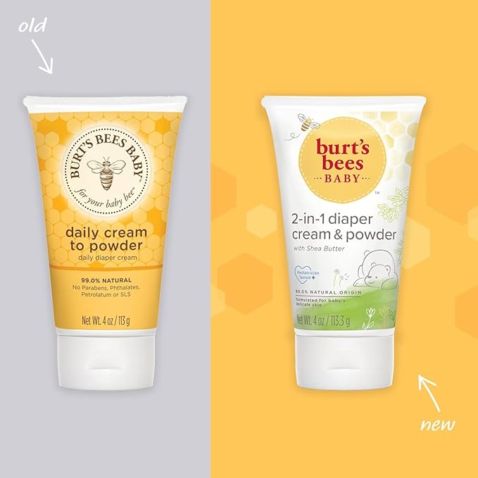 Burt's Bees Baby Daily Cream to Powder, Talc-Free Diaper Rash Cream - 4 Ounce (Pack of 3)