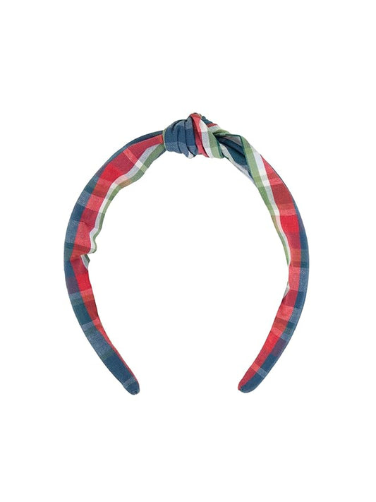 RuffleButts Prep School Plaid Knotted Headband - One Size