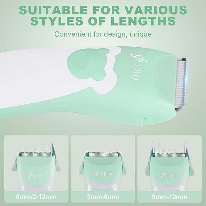 FBO Bear Baby Hair Clippers Pro Quiet Waterproof Painless for Infants & Toddlers