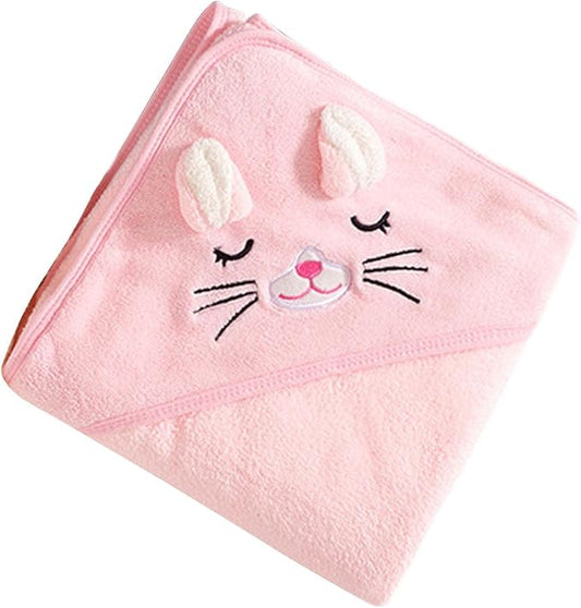 Hooded Baby Towel, Baby Bath Towel Hooded Bath Blanket, Baby Cotton Animal Face Hooded Towel, Absorbent Coral Fleece Hooded Baby Bath Shower Towel Gifts for Infant Newborn Toddlers, 31 * 31in