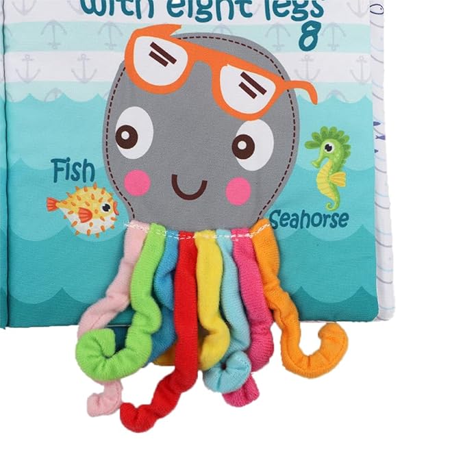Fish Baby Books, Crinkle Books for Babies,Touch Feel,Infant Baby Toys 0-3 0-6 6-12 Months, Sensory Mirror Toys,Soft Teether,Teething,Shower Baby Easter Basket Stuffers,Baby Gifts for Boys Girls-Green