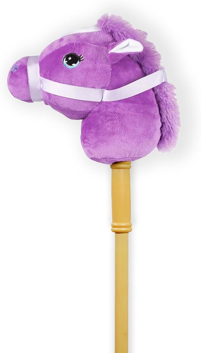 Ponyland: Music Stick Animal - Purple & White Horse - Music Button, Sturdy Two-Piece Stick W/Colorful Soft Plush Animal Head, Toy, Kids Ages 3+