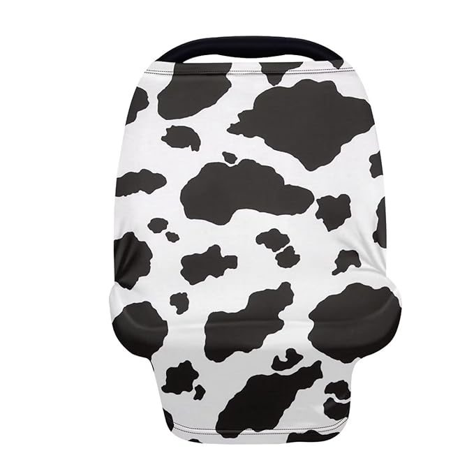 Cow Print Baby Stuff Car Seat Cover for Baby Carseat Covers for Girl Boy Stretchy Soft Breathable Nursing Cover Breastfeeding Infant Unverisal Fit Car Seat Canopy Carrier Cover