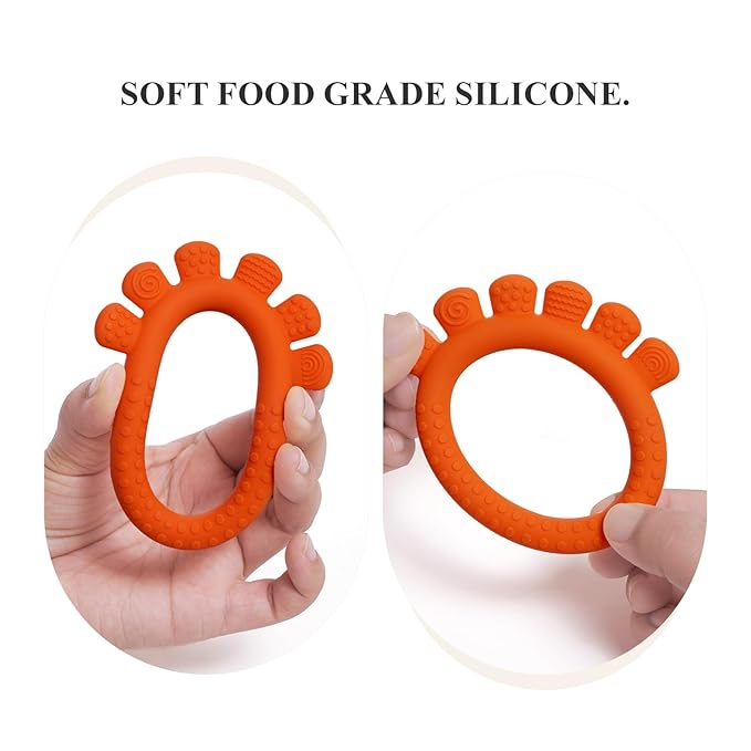 Baby Silicone Teething Ring Toys for 0-6,6-12 Months Boys and Girls,Chew Teether Stuff for Infant,Newborn Must Have Essentials,BPA Free,Soft and Textured. (Pink)