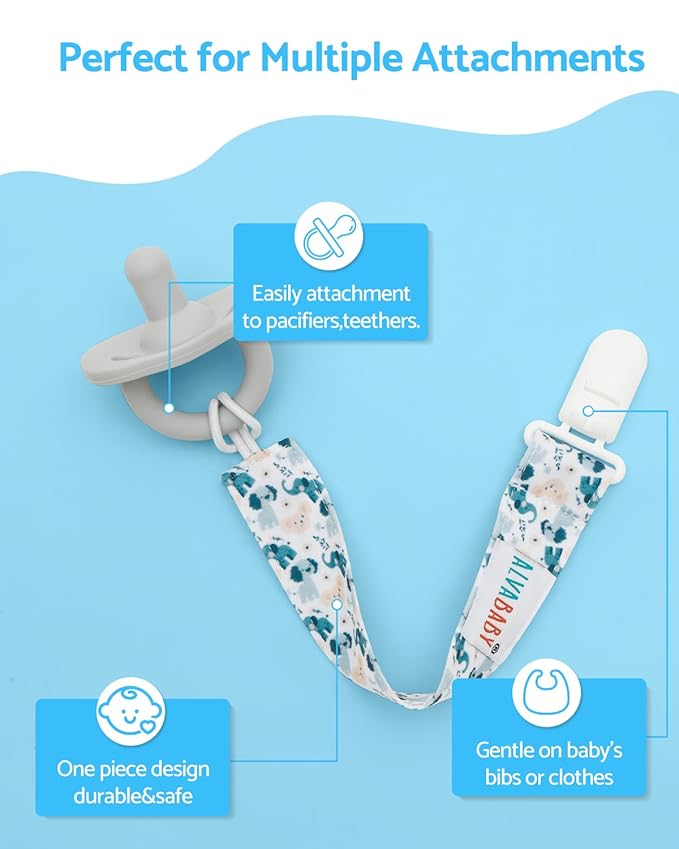 ALVABABY Pacifier Clip 6 Pack Paci Clip Holder Leashes Paci Clips Binky 6DP02A