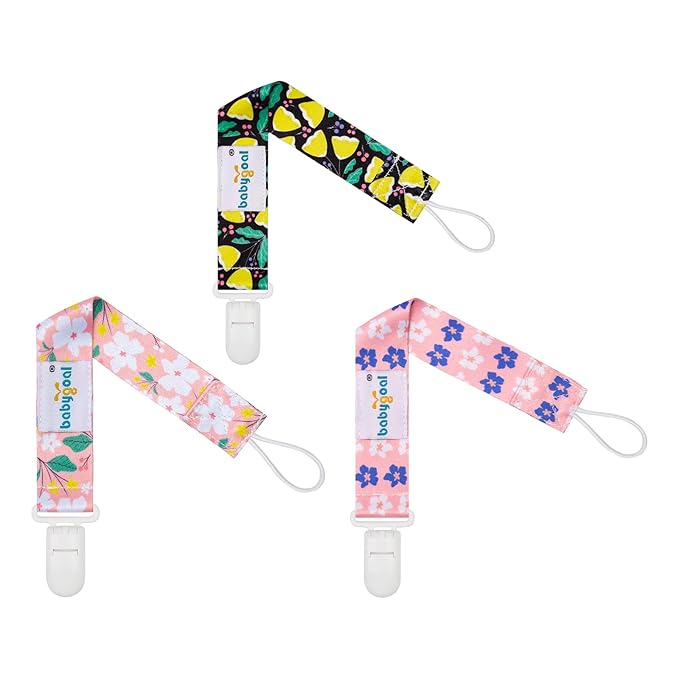 babygoal Floral Pacifier Clips, 6 Pack Binky Paci Holder Leashes Fits for Most Baby Pacifiers and Binkies