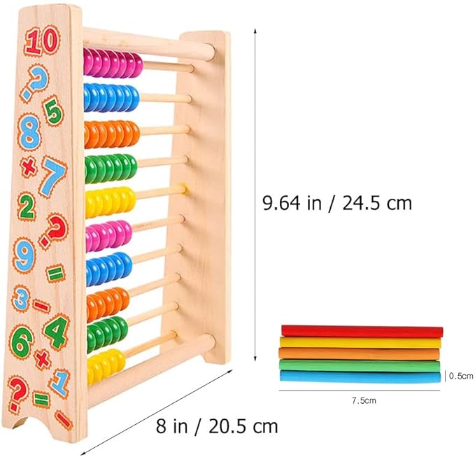 Tvoip Wooden Abacus for Kids Math with 100 Beads and 100 Counting Sticks Educational Math Games Preschool Learning Toys Learning Number Abacus for Toddler, Mathematics Toy Beads Game