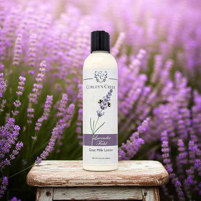 Curley's Creek Goat Milk Lotion | Handmade Natural Skincare | 4 ounce & 8 ounce 8 ounce, Lavender Field (lavender)