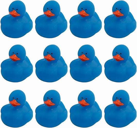 Fun Express Rubber 2" Solid Color Duckies - 12 Ducks (Blue)