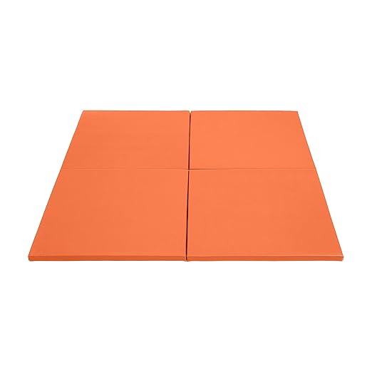 ECR4Kids SoftZone Play Patch Activity Mat Squares, Modular Playmat, Orange, 4-Pack