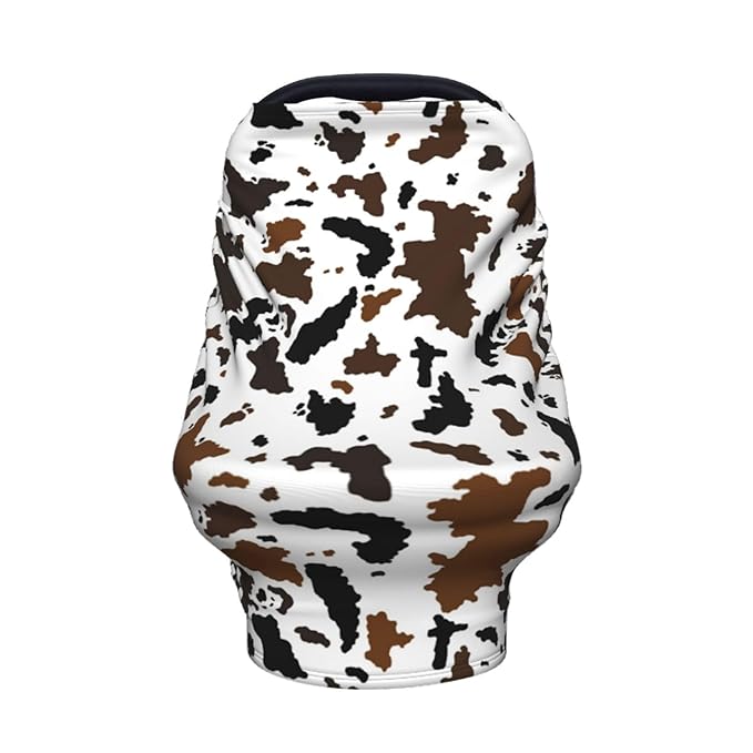 Brown Cow Print Western Baby Stuff Car Seat Covers Multi-Use Car Seat Canopy Carrier Cover, Breathable Breastfeeding Cover Boys & Girls