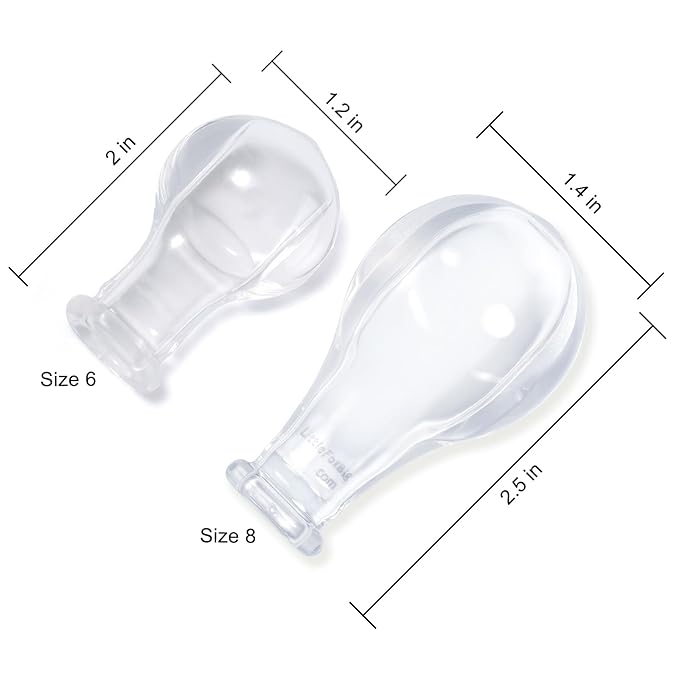 LittleForBig Adult Extra Large "Size 8" Transparent Pacifier Nipples - Outsize Replacement Big Teat 6-Pack Value