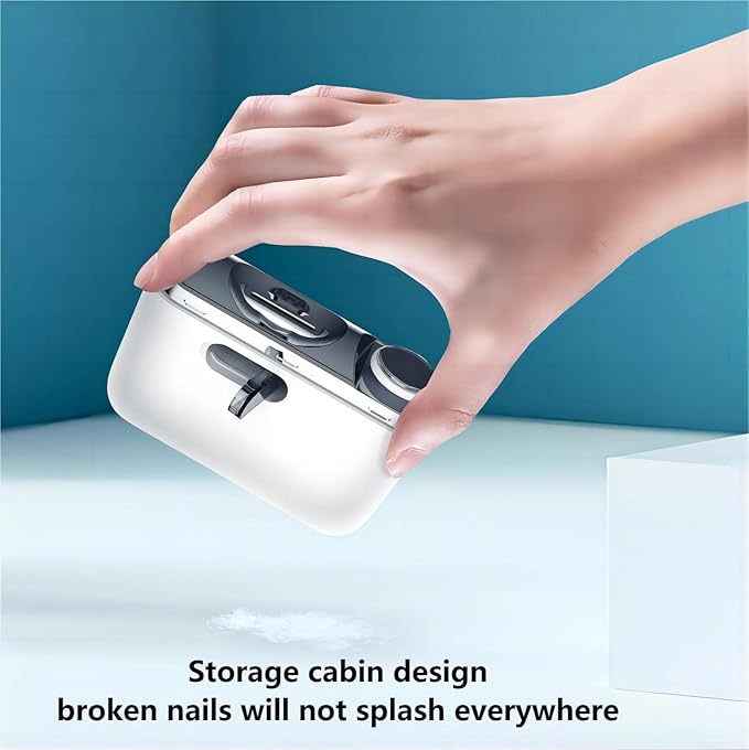 2 in 1 Electric Nail Clippers, Electric Polishing Automatic Nail Clippers Pro with Light Trimmer Nail Cutter Manicure for Baby Elderly Care Tools，Electric Nail Trimmer