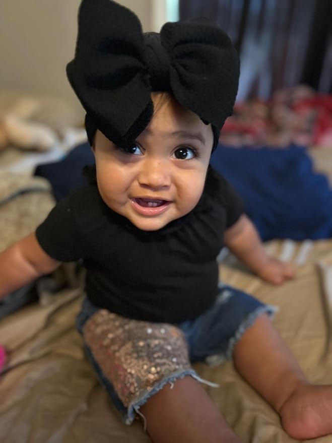 Bows for Baby Girls Headband, Newborn Bows Headbands Baby Hair Bows Hairbands Hair Accessories.(FD104-Orange Black)