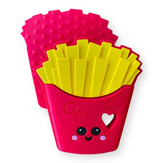 Happy French Fries Silicone Teething Toy! 100% Safe, Non-Toxic, BPA Free and Effective for Teething Pain Relief...Happy Fries Designed for a Happy Baby!